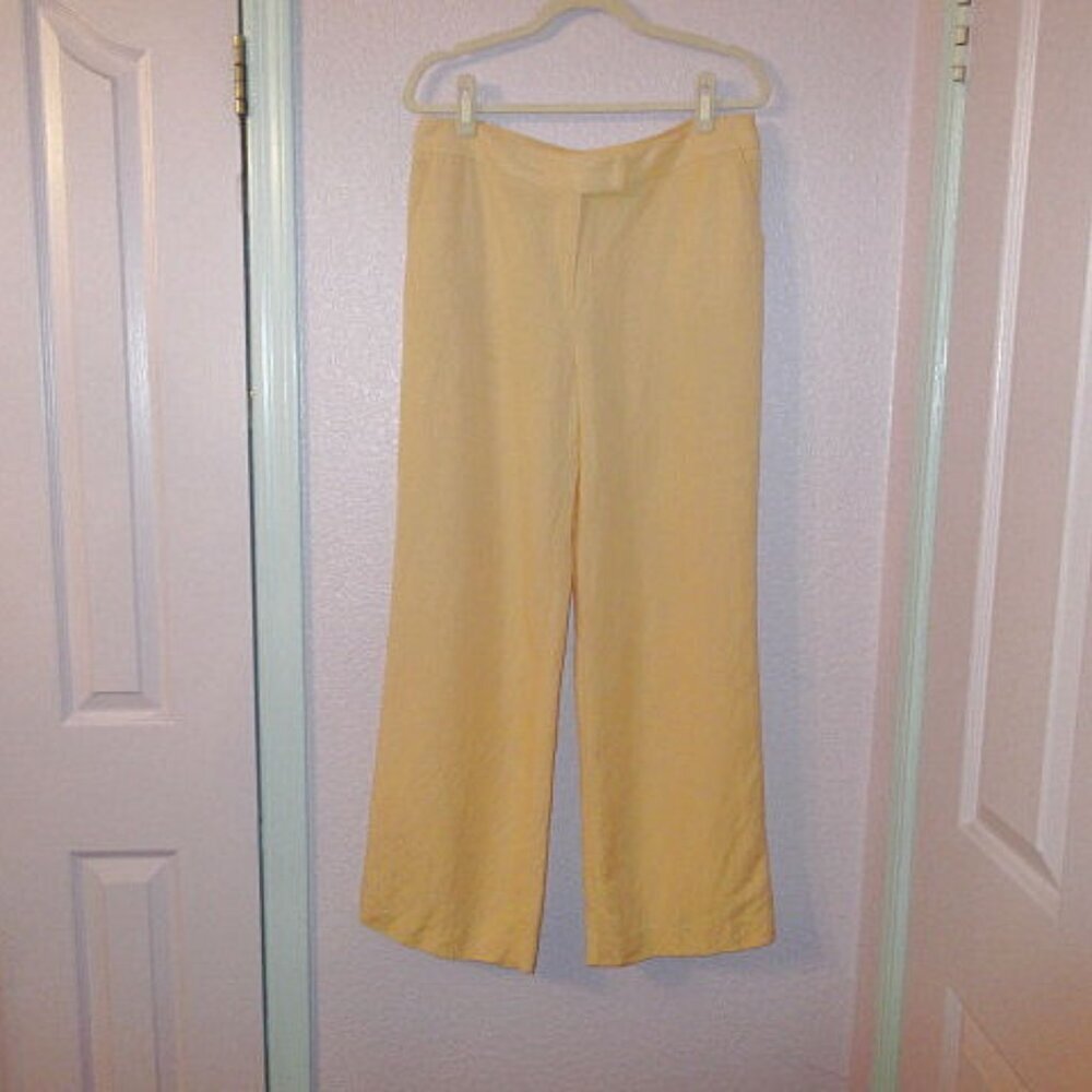 Evan Picone Womens Trouser Pants Size 12 Linen Blend High Rise Wide Leg Career